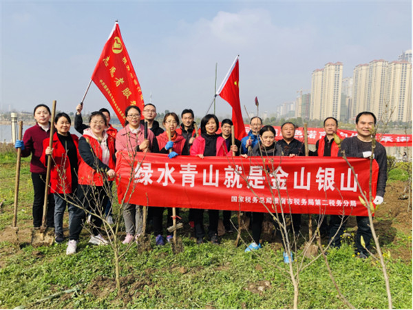 淮南：第二稅務分局開展“綠水青山就是金山銀山”主題植樹活動